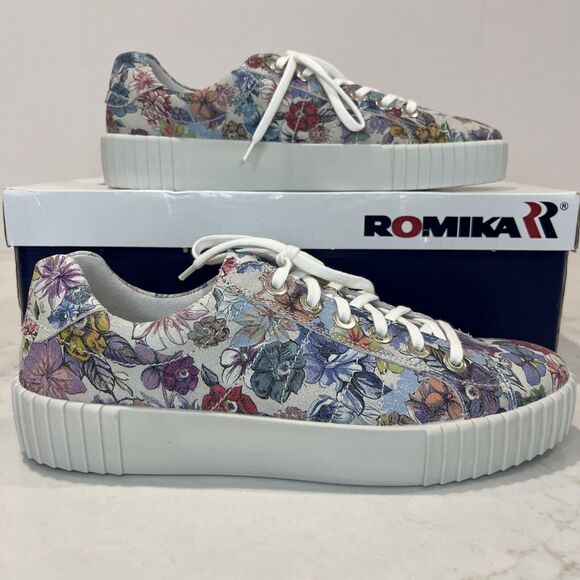 Romika NEW Montreal 01 Casual Leather Sneakers Floral EU 41 US 10-10.5 - Picture 1 of 11